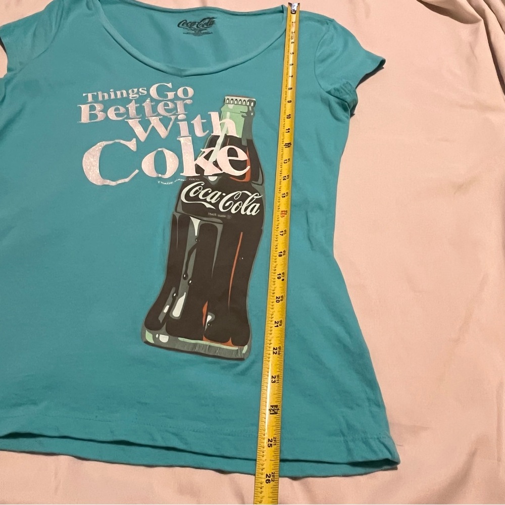 Coca Cola Women's Blue Graphic Tee~V-Neck~XL~100% Cotton - Picture 5 of 6